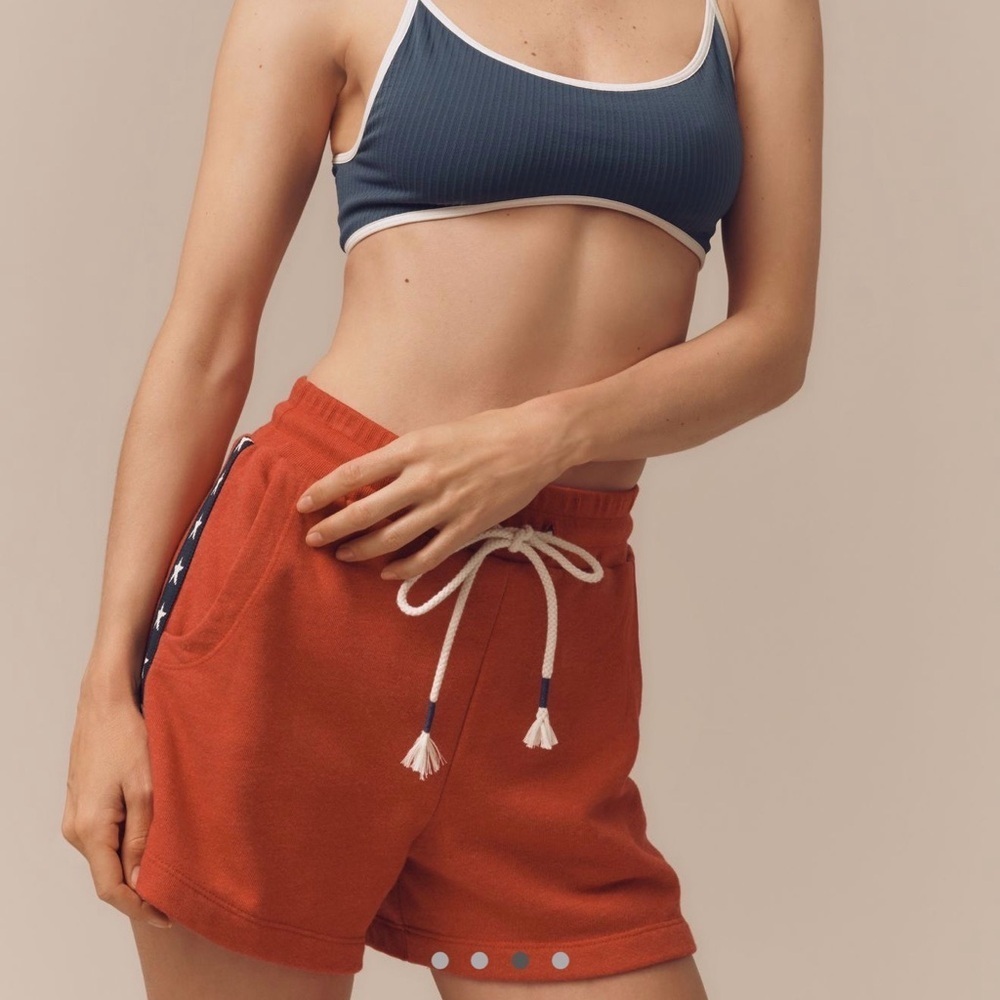 NWT new large fits medium Anthropologie sundry terry shorts red white blue stars - Picture 9 of 14